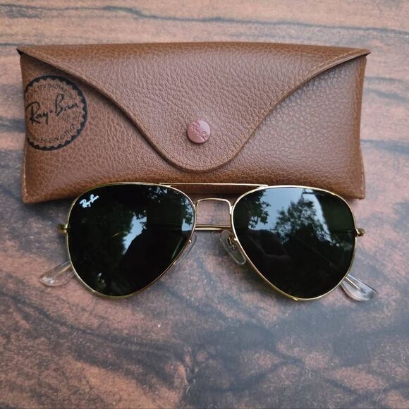 Ray-Ban Aviator Large Metal ll Polished Arista Gold G-15 Green Lens. RB3025. - Picture 1 of 6